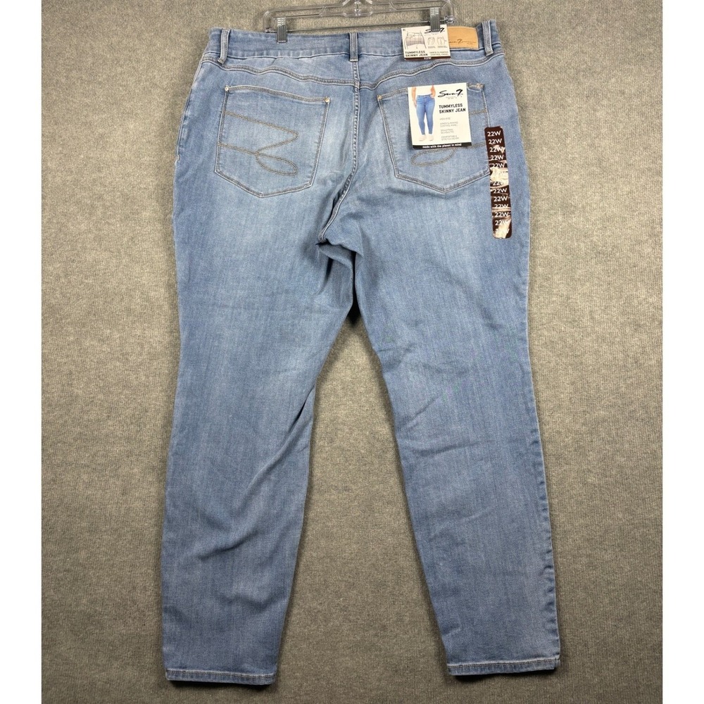 Seven7 Tummyless High Rise Skinny Jeans Light Wash Blue 22W - Picture 4 of 12